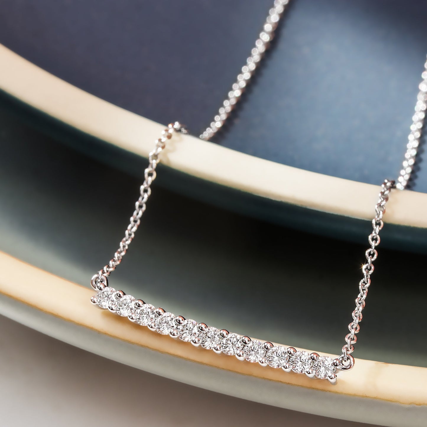 Kat & Chlo Diamond UB Bar 0.48 Ct Pendant Necklace