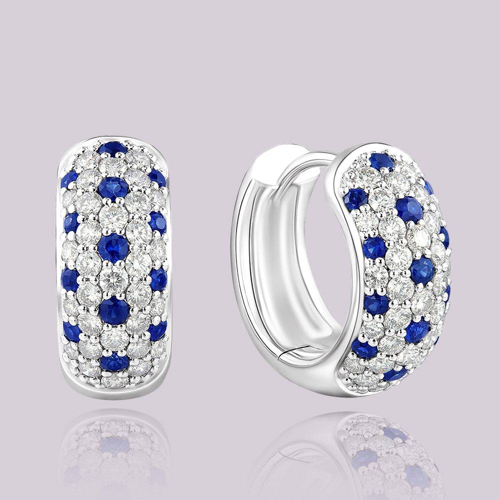 Kat & Chlo Sapphires and Diamonds Huggie Hoop Earrings