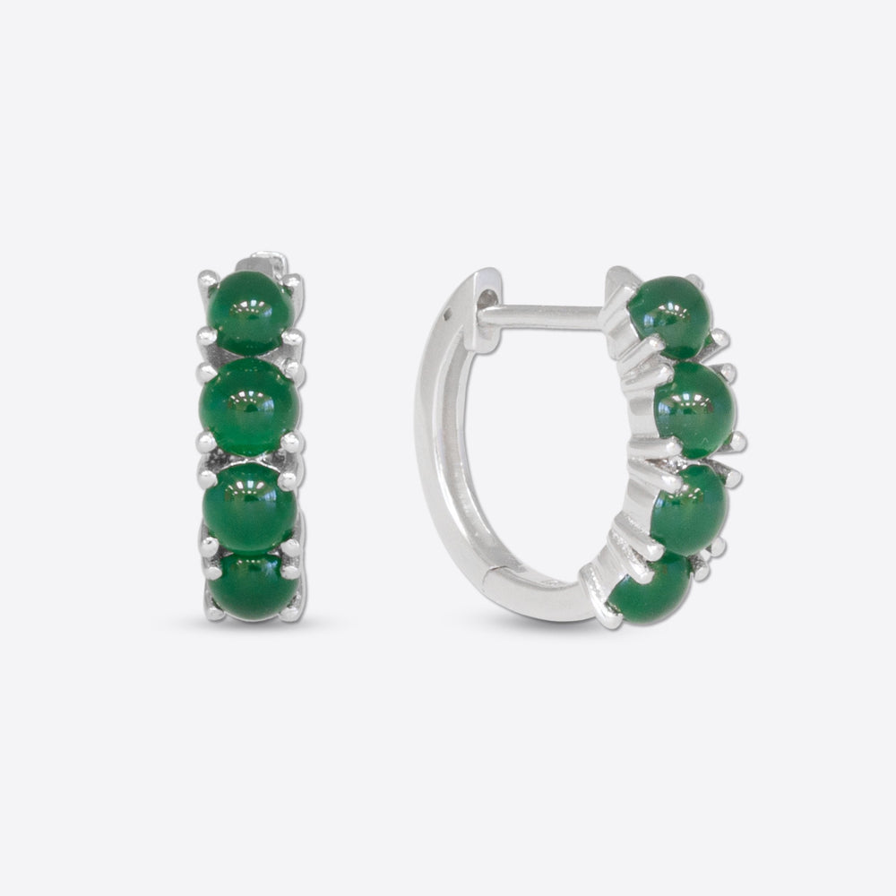 Kat & Chlo 18K Gold Natural Jade Huggie Design Hoop