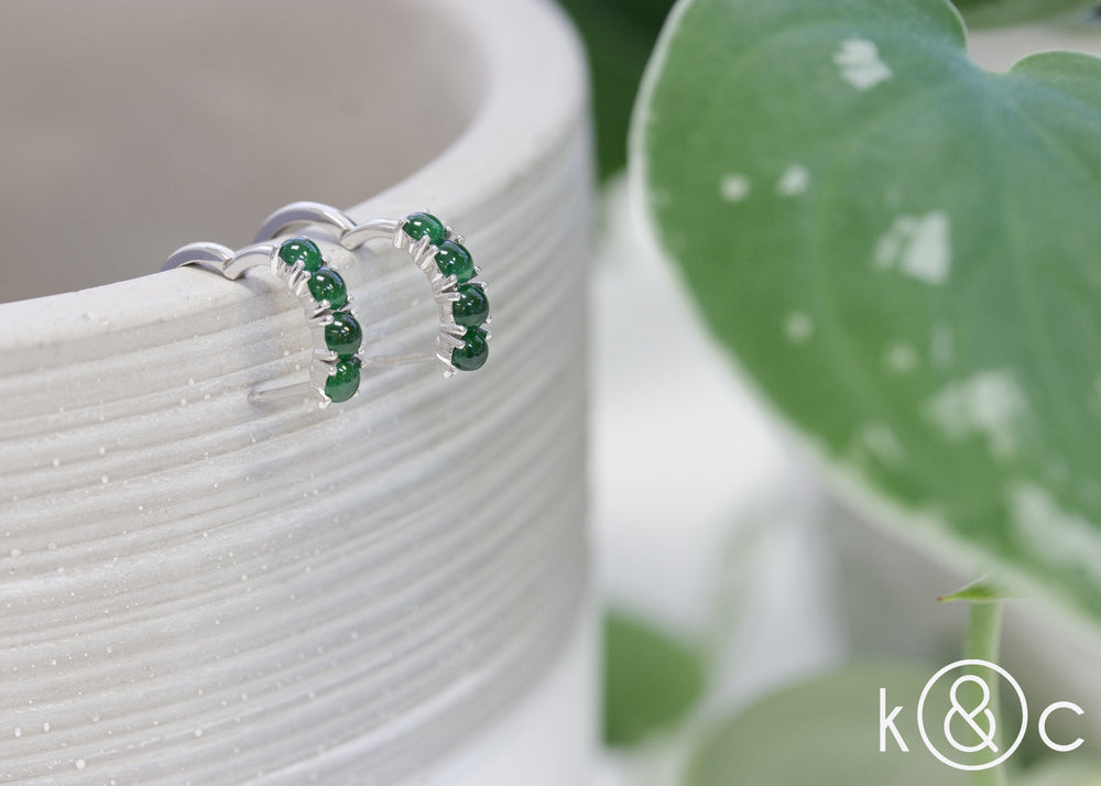 
                  
                    Kat & Chlo 18K Gold Natural Jade Huggie Design Hoop
                  
                