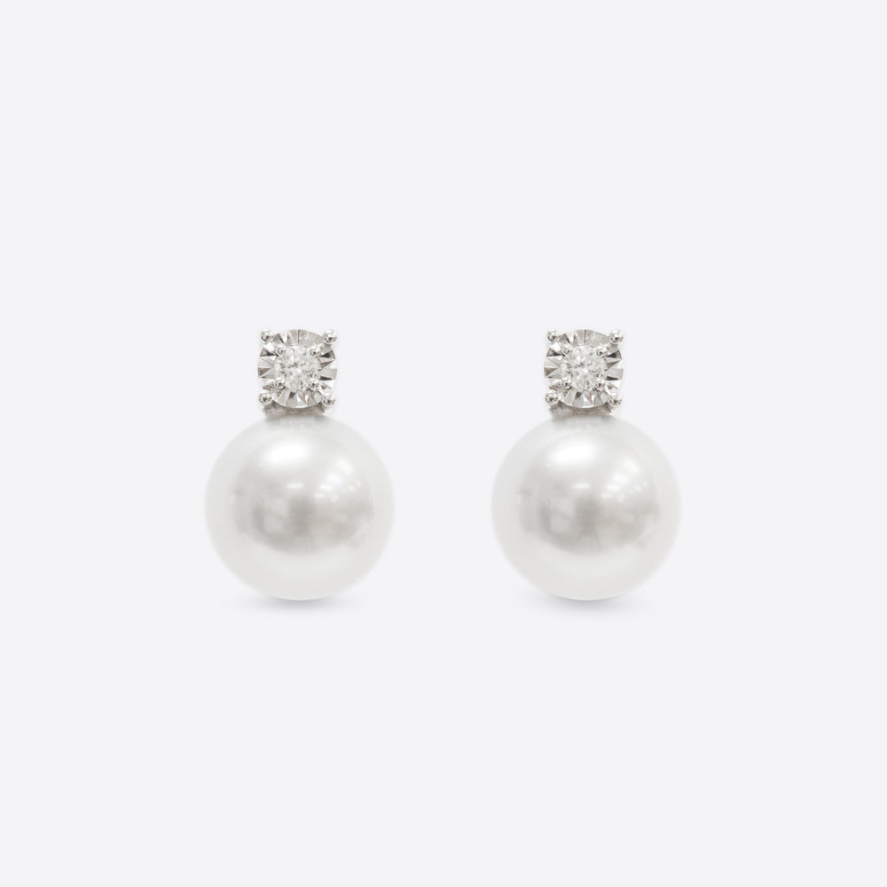 
                  
                    Kat & Chlo 18K White Gold Akoya Pearl with Single Diamond Stud Earrings
                  
                