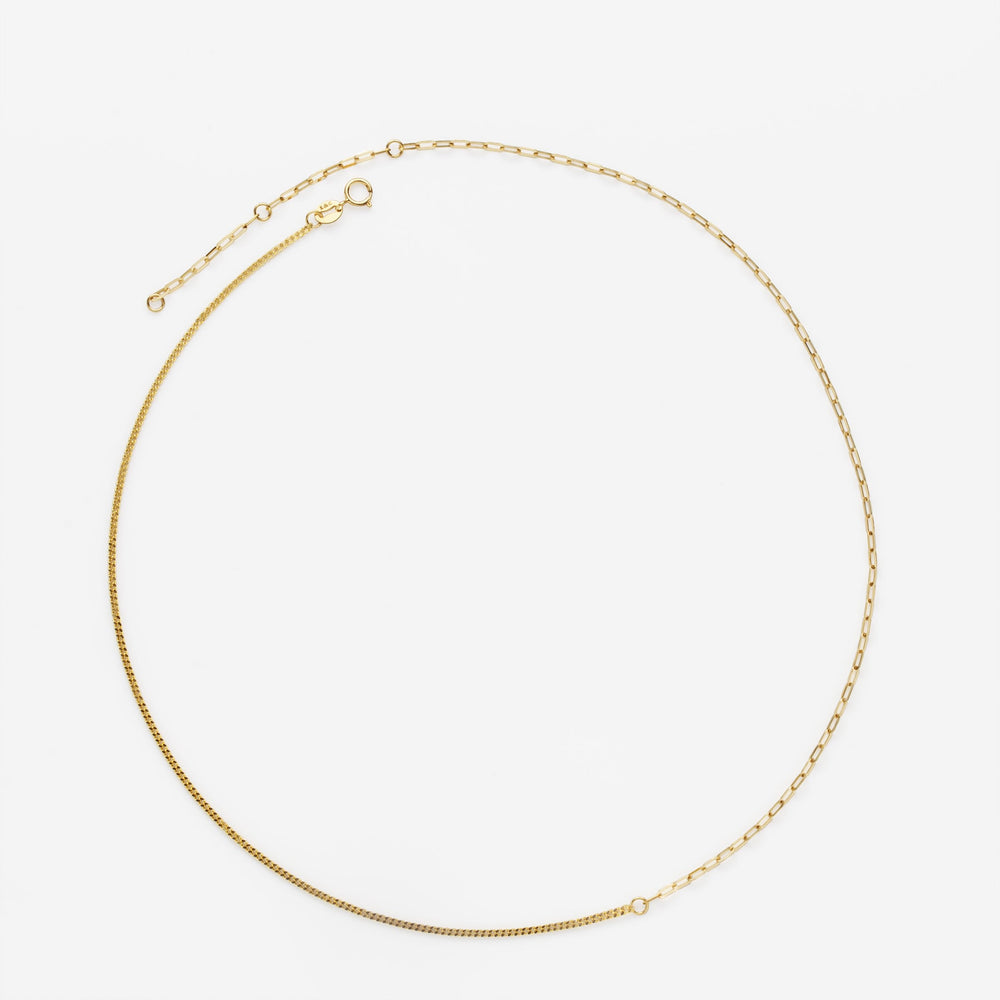 Kat & Chlo 2-in-1 Paperclip and Curb 18k Gold Chain Necklace