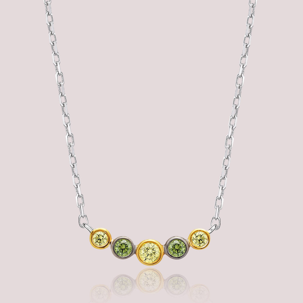 Kat & Chlo Yellow and Green Diamonds Smile Necklace