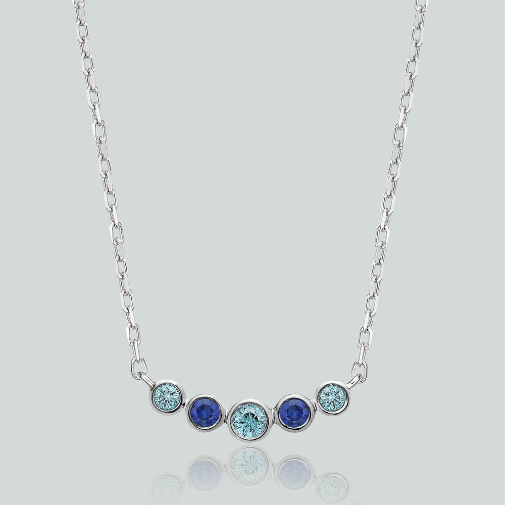 Kat & Chlo Blue Diamond and Sapphire Smile Necklace