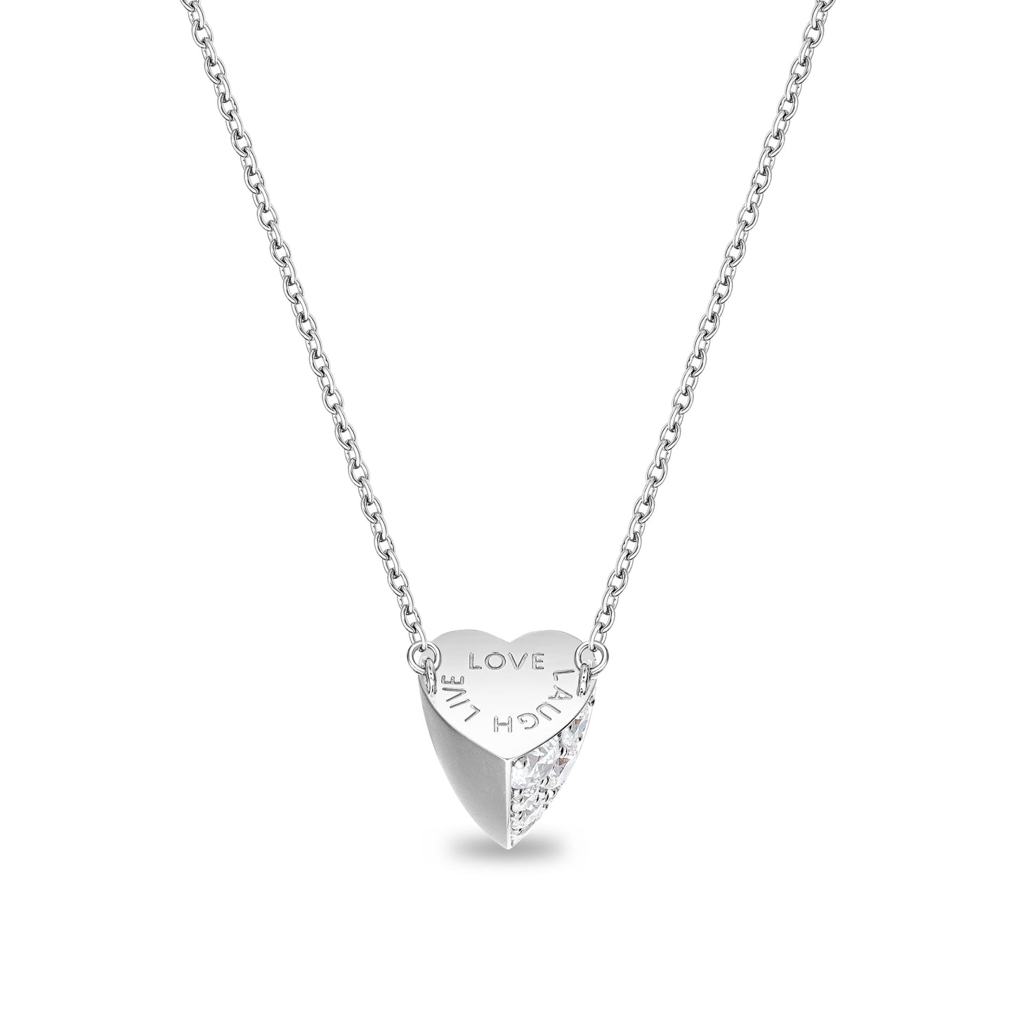 GUCCI Sterling Silver Trademark Heart Pendant Necklace 563515 | FASHIONPHILE