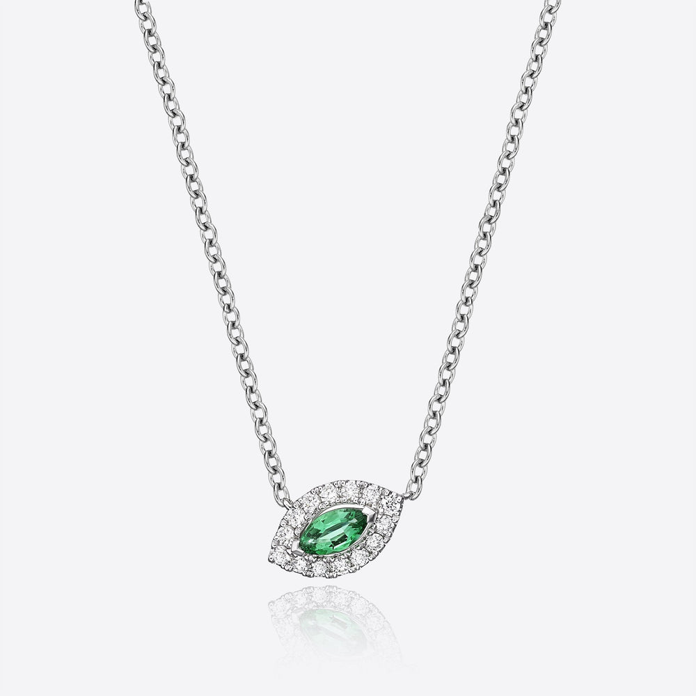 Kat & Chlo Eye Emerald Mighty Eye with Diamonds Necklace