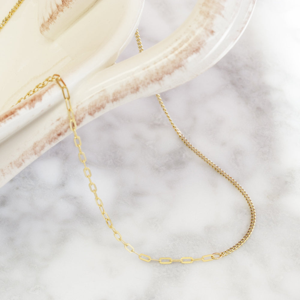 
                  
                    Kat & Chlo 2-in-1 Paperclip and Curb 18k Gold Chain Necklace
                  
                