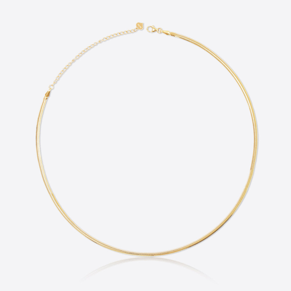 Kat & Chlo 18K Gold 2.5mm-wide Herringbone Chain Adjustable Necklace
