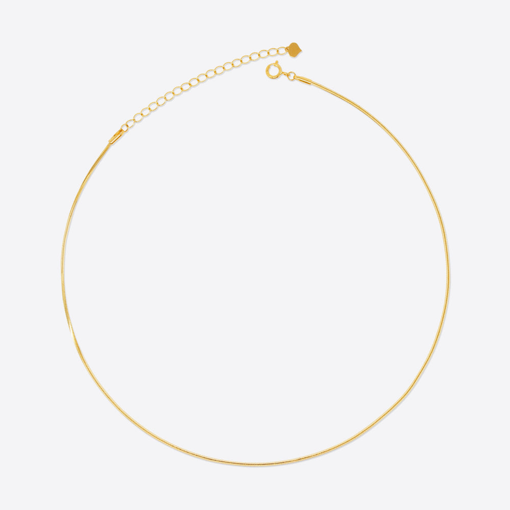 Kat & Chlo 18K Gold Thin Herringbone Chain Adjustable Necklace